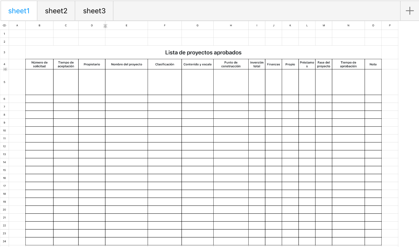 Lista de proyectos aprobados